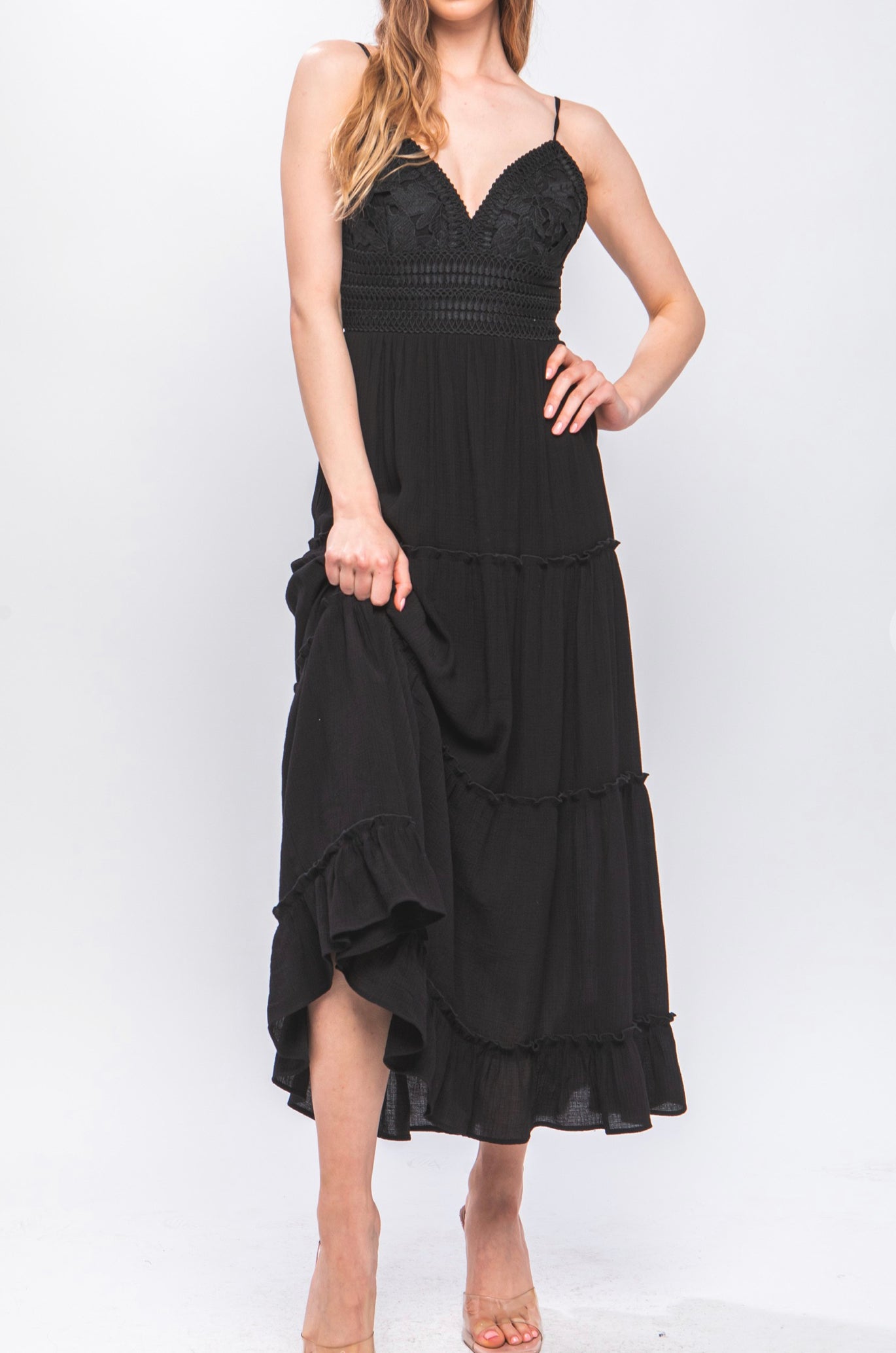 black lace dress Black Lace Maxi Dress