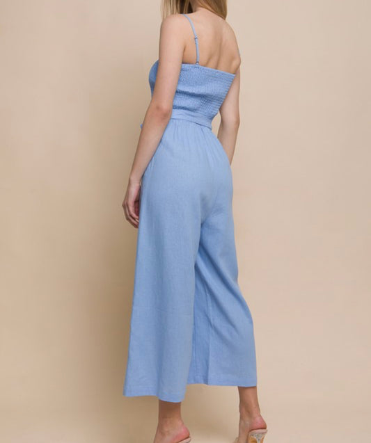 Sky blue jump suit