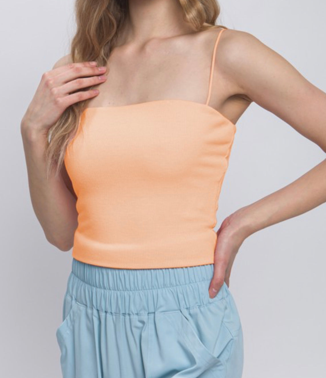 Ribbed Knit Solid Cami Crop Tank